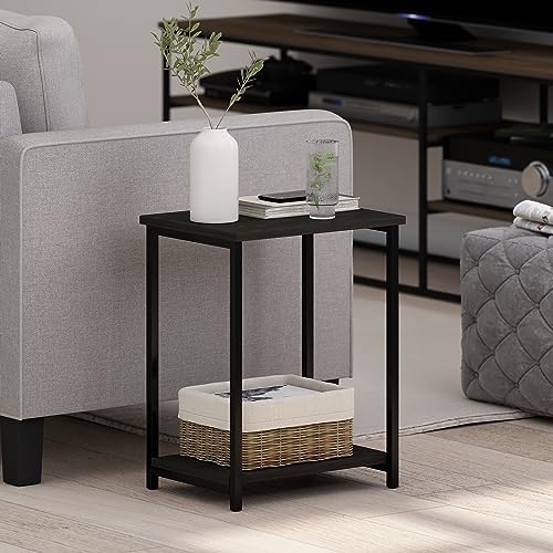 Furinno Simplistic 2-Tier Metal Frame Side Table, Espresso - Image 2