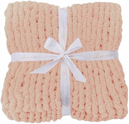 Bigacogo Chunky Knit Throw Blanket for Couch, 40x60 inches, Peach Fuzz - Image 7