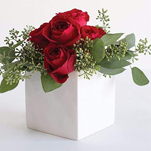 WGV Ceramic Cube Vase Bulk Width 4" Height 4" (Fits 3" Pot) Elegant Modern Block Square Floral Planter Terrarium Container Table Dresser for Event Accent Home Office Decor White 12 Pieces - Image 6