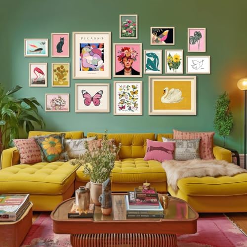 ANERZA 16 PCS Eclectic Wall Art Decor, Modern Maximalist Wall Prints for Bedroom, Posters for Room Aesthetic, Wall Collage Kit Pictures for Living Room, Colorful Dorm Gallery Home Decor - Image 6