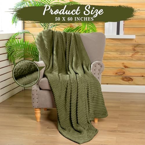 Buryeah 6 Pcs Flannel Blankets Bulk,Fall Outdoor Wedding, Army Green - Image 2