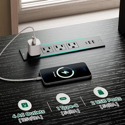 Huuger 63 Inch LED TV Stand with Power Outlets for 65 70 Inch TV - Image 3