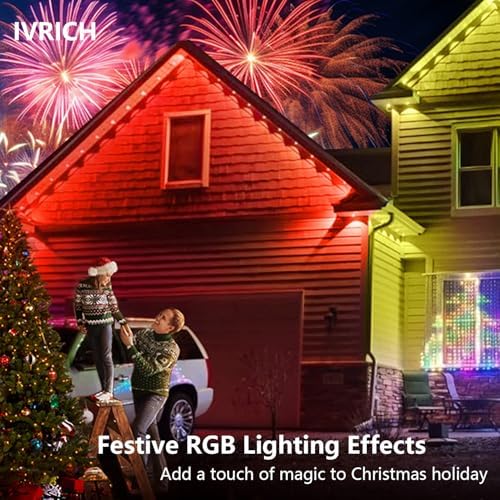 IVRICH 500FT Permanent Outdoor Lights, Smart RGB Eave Light with Color Changing, APP/Remote Control, IP67 Waterproof, Music Sync, Timer Function, for Christmas, Party, Holiday Decor - Image 2