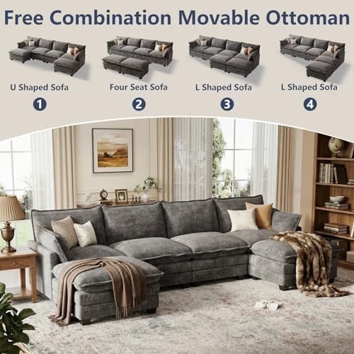 U Shaped Modular Sectional Couch, Comfy Sofa for Living Room - Image 3