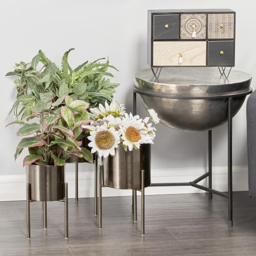 deco 79 Metal Planter, Set of 3 Planter 18", 14", 12" H, Black - Image 3