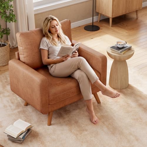 Oversized Accent Chair Set of 2, Mid Century Modern Accent Chairs for Living Room,Living Room Chairs, Bedroom Reading Chair with Widen Arm Rest, Cozy Single Sofa Chair, Camel - Image 5