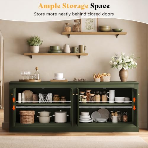 AMERLIFE 72" Modern Sideboard Buffet Cabinet with Vertical Grooved Doors - Image 3