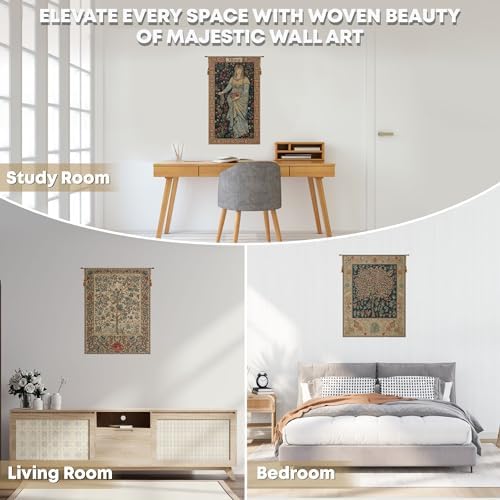 William Morris The Tree of Life Beige Tapestry Wall Hanging 45 x 34 in - Image 4
