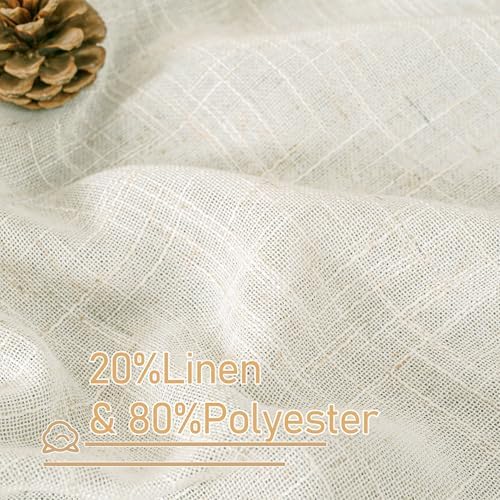 LAMIT Cream Linen Curtains 63 Inch for Bedroom Small Window 2 Panels - Image 2