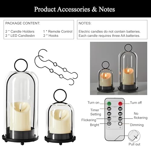 5"&4" Metal Candle Holder with Handmade Glass Dome in Brass & 2 Timer Candles, Set of 2 Versatile Hurricane Glass Candle Holders for Pillar Candles & Plants - Image 7
