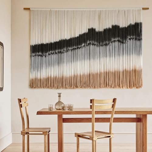 Macrame Wall Hanging Dip Dyed Large Wall Tapestry Woven Art 57''W*35''L - Image 4
