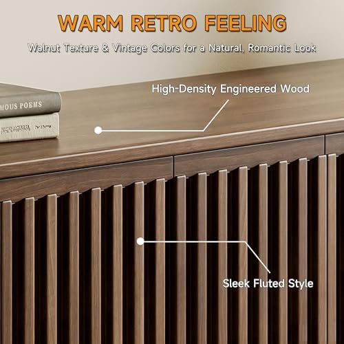 78.74" Mid Century Modern TV Stand for TVs up to 75" (Walnut) - Image 6