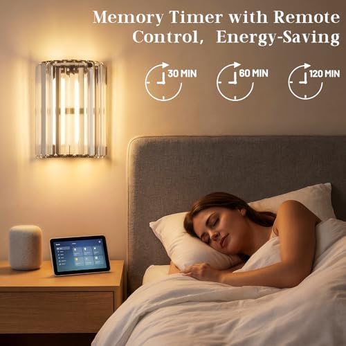 Black Battery Operated Wall Sconces Set of Two, Crystal Wireless Wall Light with Remote, Rechargeable Cordless Wall Lamp 12 RGB and 3 CCT Dimmable Decor for Bedroom Living Room Hallway - Image 4