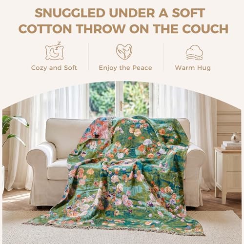 LUTBM Boho Throw Blanket for Couch Chair 50"x60", Cotton Cozy Bed Blankets - Image 4