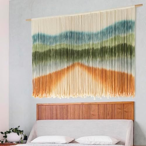 IOWER Macrame Wall Hanging Dip Dyed Mountain Wall Art Fiber 57" W*35" L - Image 3