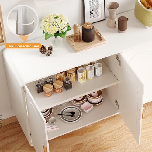 ONBRILL 60" Sideboard Buffet Cabinet, Large Credenza Storage Cabinet, White - Image 6