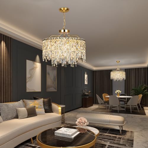 Modern 18" 6-Lights Modern Gold Crystal Chandeliers for Dining Room - Image 6