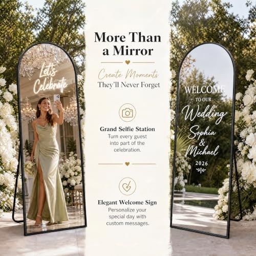 58"x18" Arched Full Length Mirror, Standing Floor Mirror, Black - Image 4
