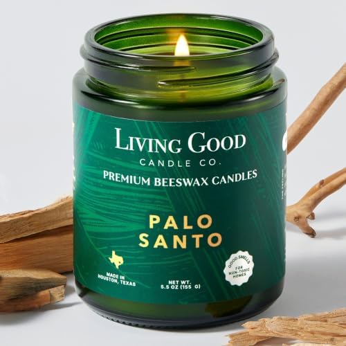 Palo Santo & Bergamot Beeswax Candle – Calming & Grounding, 30+ Hr by LivingGoodCandleCo