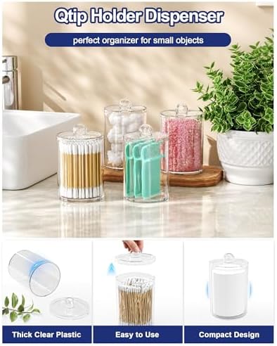 Bathroom Counter Organizer and Storage with 2 Pack Qtip Holder Dispenser, 7 Slots Detachable Toothbrush Holders for Bathrooms, Anti-Slip Electric Toothbrush and Toothpaste Holder Countertop - Image 6
