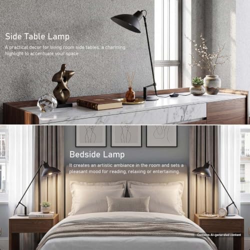 Desk Lamp Modern Industrial 100% Metal Adjustable Table Lamp 24", Natural Light (4000K) with Dimmer, Ideal for Office Bedroom Study Room Living Room Nightstand Bedside Lamps Sand Black - Image 5