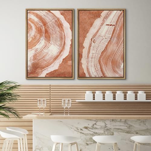 SIGNWIN Framed Canvas Print Wall Art Set Orange Closeup Wood Tree Ring Details Nature Wilderness Illustrations Modern Art Rustic Colorful Ultra for Living Room, Bedroom, Office - 24"" x36 x2 Natural - Image 4
