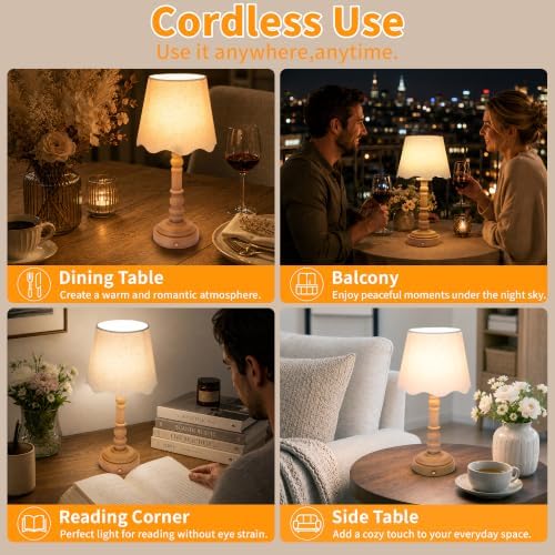 ShineTech 14" Small Table Lamps for Bedroom Rechargeable Cordless, Set of 2 - Image 6