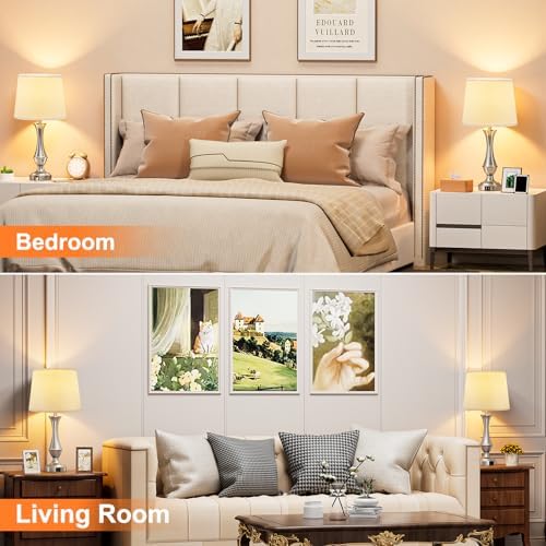 Touch Lamps for Nightstand, 3 Way Dimmable Lamps for Bedroom with USB C+A - Image 6