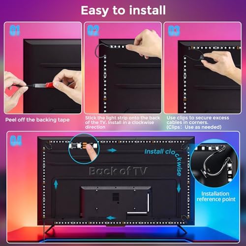 LightingWill HDMI 2.0 Sync Box LED TV Backlight Strip Kit, 4K@60Hz Screen Sync RGB-IC Lighting for 50–65 Inch TVs, Compatible with Alexa Google Home PS5 Xbox, 9.8 Ft, 72 LEDs/m - Image 5