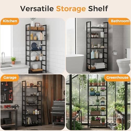 DUMOS 5-Tier Bookshelf, Modern Tall Bookcase Book Shelf - Image 5