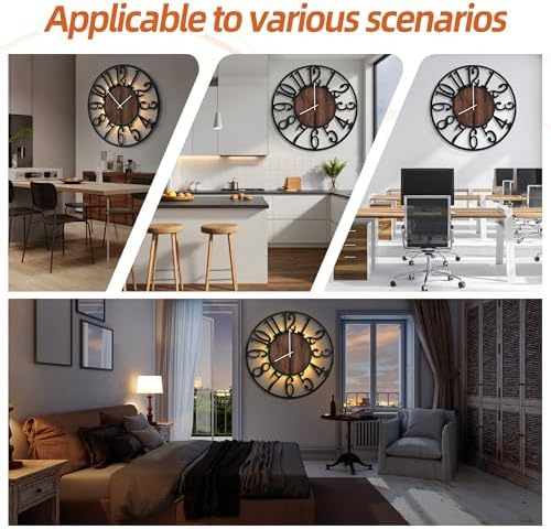 LEIKE Large Wall Clocks with Night Light Battery Operated,Silent Non Ticking,Rustic Modern Big Wood Clock for Living Room, Bedroom,Kitchen,Farmhouse,Office,Home Decor-32 Inch(Black-Arabic Number) - Image 6
