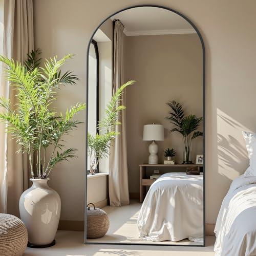 Floor Mirror, 78"x38" Oversized Full Length Mirror with Stand, Arched Full Body Mirror Standing Hanging Leaning Against Wall, Aluminum Frame Giant Mirrors for Bedroom Cloakroom, Black - Image 2