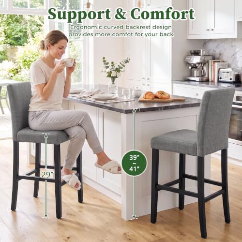 LSSPAID Bar Stools Set of 4, Grey Fabric Upholstered Barstools - Image 5