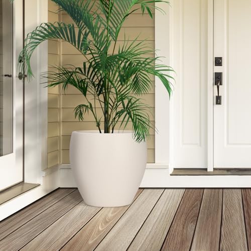 YNNICO 17.5/14.8/12.2 inch Set of 3, Large Plastic Planter with Saucer - Image 4