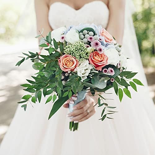 Artificial Italian Ruscus Greenery Stems, Faux Green Leaf Garland Branches Hanging Greenery Spray for Wedding Bouquet Arch Table Centerpiece Home Decor (Green-40 Pack) - Image 3