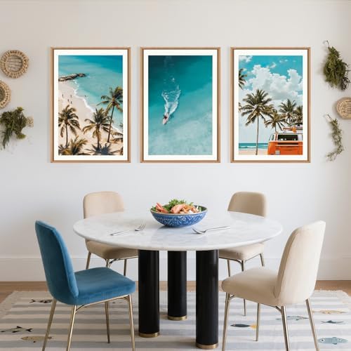 LHIUEM Large Nature Surfboard Beach Framed Canvas Wall Art,Summer Ocean Surfing Wall Decor,Palm Trees Wall Painting,Modern Picture Artwork for Living Room,Bedroom,Dining Room,Office -24"x36"x3 - Image 4