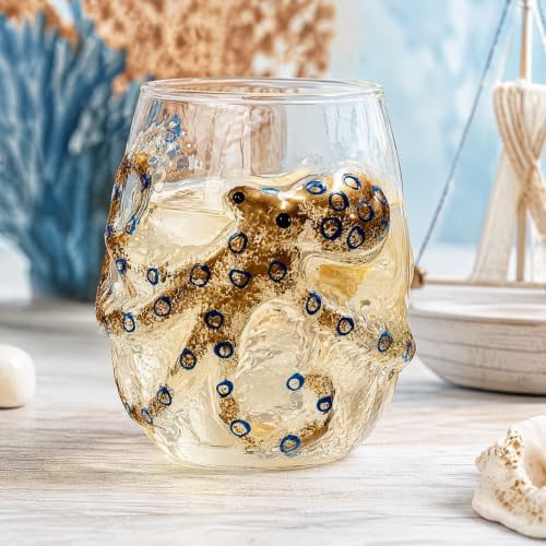 3D Ocean Animal Artisan Glassware Collection, Marine Animal Embossed Cup - Image 3