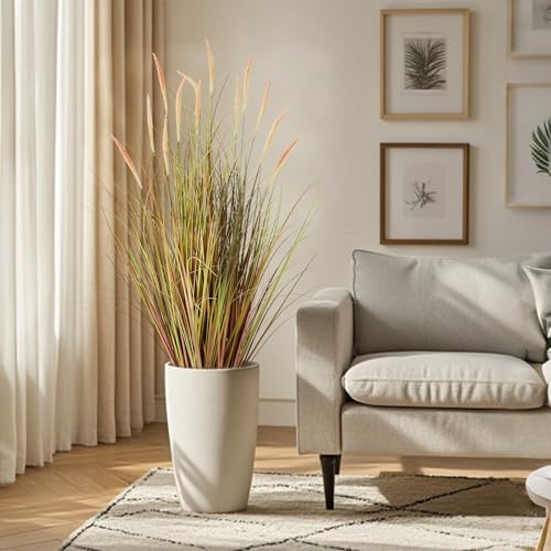 KOL 3ft 2-Pack Artificial Cattail Reed Grass, 35in Indoor Fake Onion Grass - Image 2