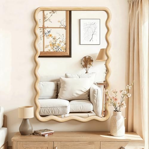 Wavy Mirror for Wall, 30"x20" Bathroom Vanity Mirror by LawadaMirror