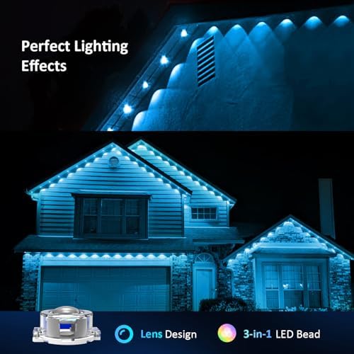 IVRICH 500FT Permanent Outdoor Lights, Smart RGB Eave Light with Color Changing, APP/Remote Control, IP67 Waterproof, Music Sync, Timer Function, for Christmas, Party, Holiday Decor - Image 5