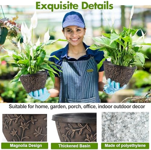 Nooulap 16 Inch Plant Pot Outdoor Indoor, Retro Brown, 4 Pack - Image 5