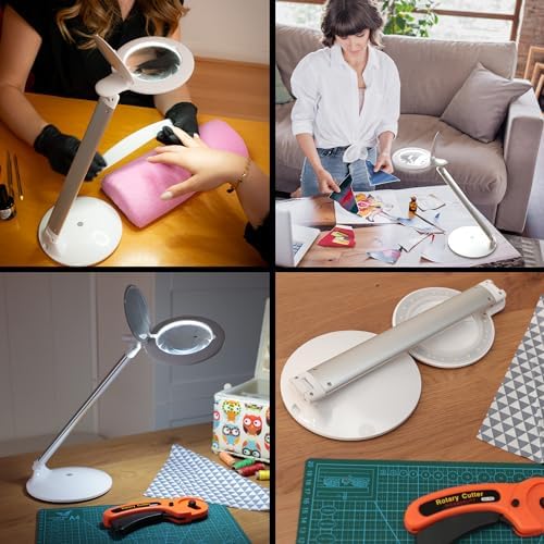 Daylight Company Halo Go Magnifier Lamp, Rechargeable USB, Portable, Lightweight, Desk Lamp Reading, Hobbies, Sewing, Crafts, Nail Salon, Handcrafts and More, Colour Temperature: 6,000 K, White - Image 5
