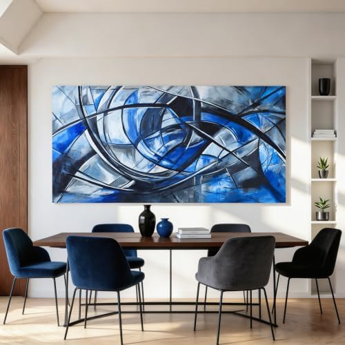Abstract Wall Art Decor Modern Wall Art Pictures for Living Room Abstract Canvas Art Wall Decor Large Blue Wall Art Prints Artwork for Walls Black and White Wall Art Decor Home Office Decor 24" X 48" - Image 6