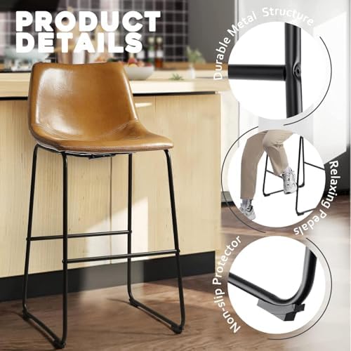 Waleaf 30 Inch Counter Height Bar Stools Set of 3, Faux Leather Bar Chairs - Image 3