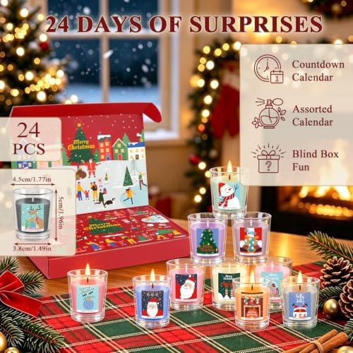 YOROXRG Christmas Candle Advent Calendar 2026 24 Days Scented Tumbler Candle Countdown to Xmas Natural Soy Wax Christmas for Adult Women and Men Season & Holiday Gifting - Image 3