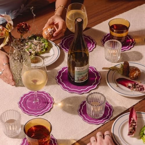 Linen Coasters for Drinks, Set of 6, 4.5 inch, Orchid - Image 6