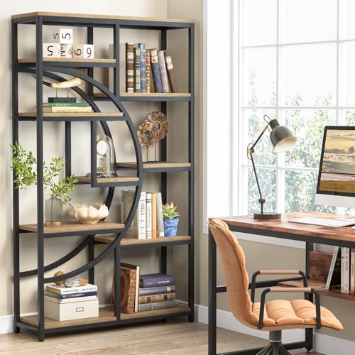 Tribesigns Industrial Bookshelf Bookcase with 9 Open Shelf (Light Oak) - Image 3