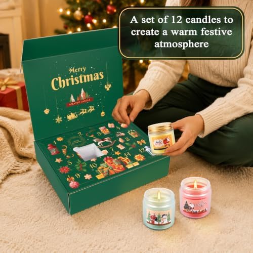 YOROXRG Christmas Candle Advent Calendar 2026 12 Days Scented Tumbler Candle Countdown to Xmas Natural Soy Wax Christmas for Adult Women and Men Season & Holiday Gifting - Image 3