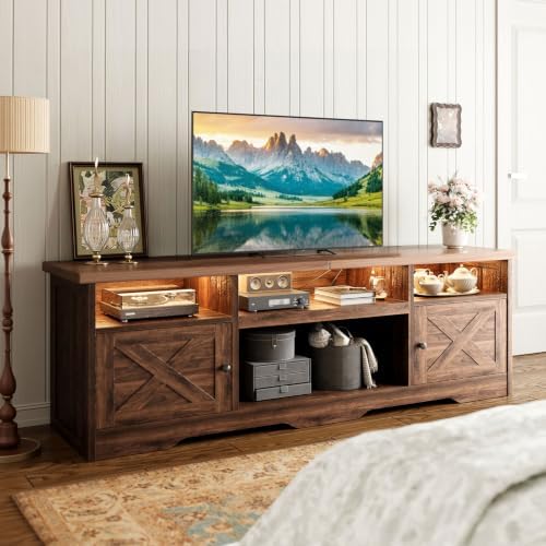 Casaottima TV Stand for 80 Inch TV, Entertainment Center, Walnut - Image 7