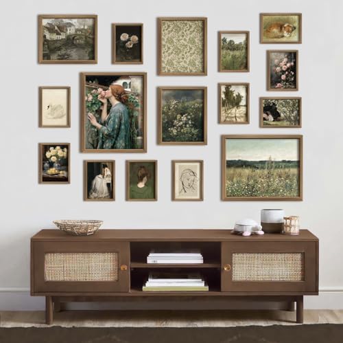 ANERZA 16 PCS Framed Vintage Wall Art Decor, French Country Wall Prints for Bedroom, Landscape Gallery Wall Frame Set, Farmhouse Posters for Living Room Aesthetic, Rustic Collage Kit, Dorm Home Decor - Image 6